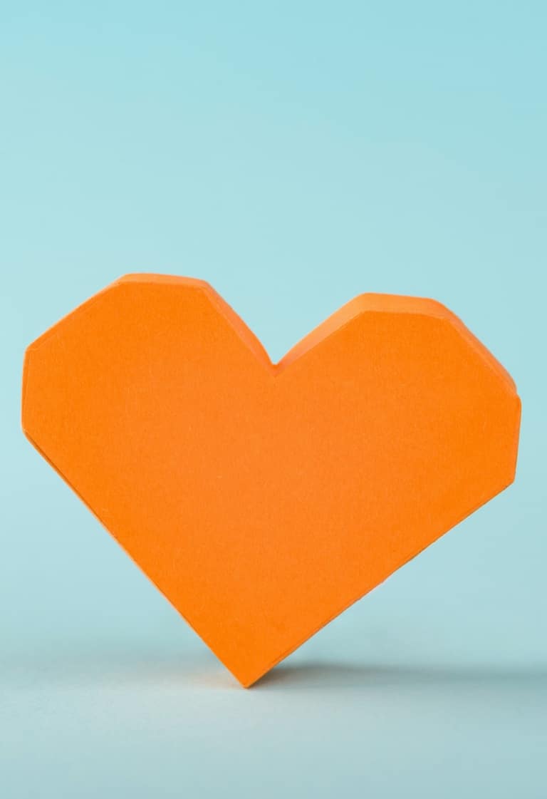 Orange 3D paper heart